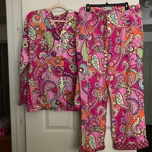 Vera Bradley Long Sleeve/Pants Pajama Set XL Pink Swirls Fall 2014 Print
